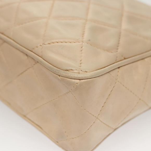 CHANEL Matelasse Chain Shoulder Bag Lamb Skin Beige Gold CC Auth bs26041 - Picture 16 of 16